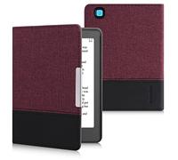 kwmobile Case Compatible with Kobo Aura Edition 2 - PU Leather and Canvas e-Reader Cover - Dark Red/Black