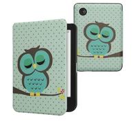 kwmobile Case Compatible with Kobo Clara BW/Colour Case - eReader Cover - Sleeping Owl Turquoise/Brown/Mint