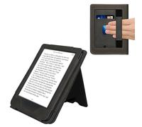kwmobile Case Compatible with Kobo Clara BW/Colour - Cover Faux Nubuck Leather e-Reader Flip Case - Dark Grey
