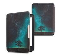 kwmobile Case Compatible with Kobo Clara HD Case - PU Cover w/Strap - Cosmic Nature Blue/Grey/Black