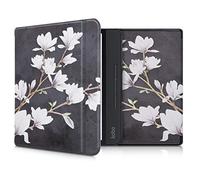 kwmobile Case Compatible with Kobo Forma Case - eReader Cover - Magnolias Taupe/White/Dark Grey
