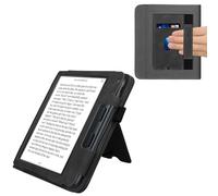 kwmobile Case Compatible with Kobo Libra Colour - Cover Faux Nubuck Leather e-Reader Flip Case - Dark Grey