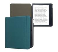 kwmobile Case Compatible with Kobo Libra Colour - Nylon Protective e-Reader Cover Folio Book Style Case - Petrol