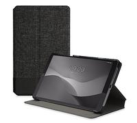 kwmobile Case Compatible with Lenovo Tab M8 (Gen 4) - Case PU Leather and Canvas Cover with Stand Feature - Anthracite/Black