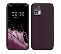 kwmobile Case Compatible with Motorola Edge 30 Neo Case - Soft Slim Metallic TPU Silicone Cover - Metallic Berry