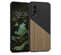 Case for OnePlus Nord 2 5G with Bumper and Wood Carbon Fiber Back