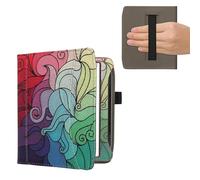 kwmobile Case Compatible with Pocketbook Era/Era Color/Era Lite - PU Leather Cover with Magnetic Closure, Strap, Front Pocket - Multicolor Dark Pink/Blue/Green