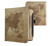 kwmobile Case Compatible with Pocketbook Era/Era Color/Era Lite - PU Leather Cover with Magnetic Closure, Strap, Front Pocket - Travel Vintage Brown/Light Brown