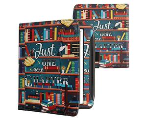 kwmobile Case Compatible with Pocketbook Era/Era Color/Era Lite - PU Leather Cover with Magnetic Closure, Strap, Front Pocket - Library Motto Multicolor
