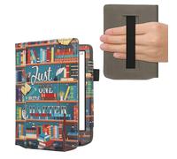 kwmobile Case Compatible with Pocketbook Verse/Verse Lite/Pro/Color/Vivlio Light HD - PU Leather Cover with Magnetic Closure, Strap, Front Pocket - Library Motto Multicolor