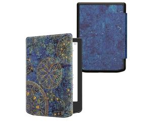 kwmobile Case Compatible with Pocketbook Verse/Verse Pro/Verse Color/Vivlio Light/Light HD Case - eReader Cover - Golden Mandalas Yellow/Dark Blue