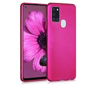 kwmobile Case Compatible with Samsung Galaxy A21s Case - Soft Slim Metallic TPU Silicone Cover - Metallic Pink