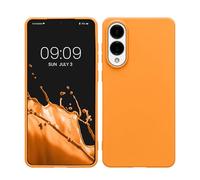 kwmobile Case Compatible with Samsung Galaxy S25 Edge Case - Soft Slim Protective TPU Silicone Cover - Fruity Orange