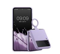 kwmobile Case Compatible with Samsung Galaxy Z Flip 3 5G - Case Soft Cover with Silicone Finish and Finger Ring Loop - Lavender