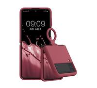 kwmobile Case Compatible with Samsung Galaxy Z Flip4 - Case Soft Cover with Silicone Finish and Finger Ring Loop - Dark Rose