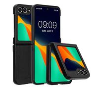 kwmobile Case Compatible with Samsung Galaxy Z Flip6 - Case Synthetic Leather Protective Phone Cover - Black