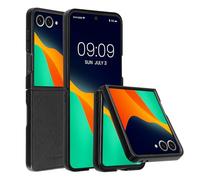 kwmobile Case Compatible with Samsung Galaxy Z Flip7 - Case Synthetic Leather Protective Phone Cover - Black