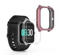 kwmobile Case Compatible with Willful SW021 / ID205L / YAMAY SW021 / UMIDIGI Uwatch 3 Case - 2x TPU Silicone Fitness Tracker Cover - Transparent/Dusty Pink