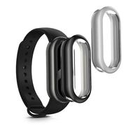 kwmobile Case Compatible with Xiaomi Mi Band 10 / Smart Band 10 Case - 2x TPU Silicone Fitness Tracker Cover - Black/Silver