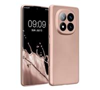 kwmobile Case Compatible with Xiaomi Redmi Note 14 Pro+ 5G / Redmi Note 14 Pro Plus 5G Case - Soft TPU Back Phone Cover - with Metallic Look - Metallic Rose Gold
