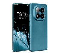 kwmobile Case Compatible with Xiaomi Redmi Note 14 Pro+ 5G / Redmi Note 14 Pro Plus 5G Case - Soft TPU Back Phone Cover - with Metallic Look - Metallic Caribbean Blue