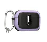 kwmobile Case for Apple Airpods Pro 2 Case - Shockproof Cover for Bluetooth Earbuds - Lockable Function - Carabiner Keychain Clip - Black/Lavender