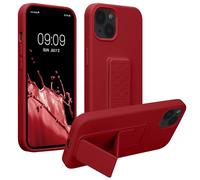 kwmobile Case for Apple iPhone 13 Case - Soft TPU Cover with Silicone Coating - With Hand Strap and Stand Function - Shockproof - Rhubarb Red