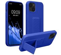 kwmobile Case for Apple iPhone 13 Case - Soft TPU Cover with Silicone Coating - With Hand Strap and Stand Function - Shockproof - Baltic Blue