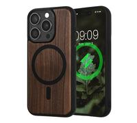 kwmobile Case for Apple iPhone 15 Pro Case - Compatible with MagSafe - Shock Absorbing TPU Phone Cover - Edge Protection - Dark Brown/Black wood