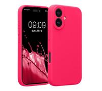 kwmobile Case for Apple iPhone 16 Case - Slim TPU Silicone Phone Cover for iPhone 16 - Soft Touch Finish - Neon Pink