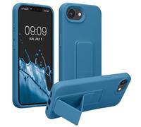 kwmobile Case for Apple iPhone 17e / iPhone 16e Case - Soft TPU Cover with Silicone Coating - With Hand Strap and Stand Function - Shockproof - Caribbean Blue