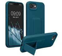 kwmobile Case for Apple iPhone 17e / iPhone 16e Case - Soft TPU Cover with Silicone Coating - With Hand Strap and Stand Function - Shockproof - Teal Matte