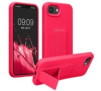 kwmobile Case for Apple iPhone 17e / iPhone 16e Case - Soft TPU Cover with Silicone Coating - With Hand Strap and Stand Function - Shockproof - Neon Pink