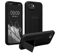 kwmobile Case for Apple iPhone 17e / iPhone 16e Case - Soft TPU Cover with Silicone Coating - With Hand Strap and Stand Function - Shockproof - Black