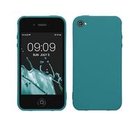 kwmobile Case for Apple iPhone 4 / 4S Case - Soft Cover - Shockproof TPU Material - Wireless Charging - Teal Matte