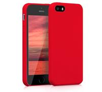 kwmobile Case for Apple iPhone SE (1.Gen 2016) / iPhone 5 / iPhone 5S Case - Soft Cover - Shockproof Silicone - Wireless Charging Red Matte