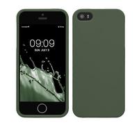 kwmobile Case for Apple iPhone SE (1.Gen 2016) / iPhone 5 / iPhone 5S Case - Soft Cover - Shockproof TPU Material - Wireless Charging - Dark Green Matte