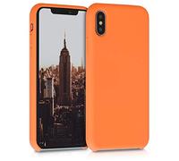 kwmobile Case for Apple iPhone XS Case - Soft Cover - Shockproof Silicone - Wireless Charging Fruity Orange