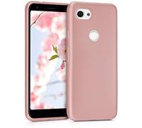 kwmobile Case for Google Pixel 3a Case - Soft Slim Metallic TPU Silicone Cover - Metallic Rose Gold