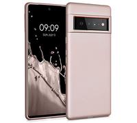 kwmobile Case for Google Pixel 6 Pro Case - Soft Slim Metallic TPU Silicone Cover - Metallic Rose Gold