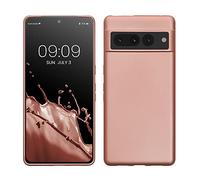 kwmobile Case for Google Pixel 7 Pro Case - Soft Slim Metallic TPU Silicone Cover - Metallic Rose Gold