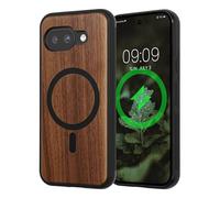 kwmobile Case for Google Pixel 9a Case - Compatible with MagSafe - Shock Absorbing TPU Phone Cover - Edge Protection - Dark Brown wood