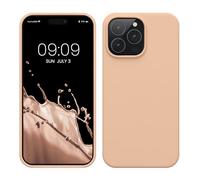 kwmobile Case for iPhone 14 Pro Max Case - Slim Soft TPU Silicone Cover - Works with Wireless Charging - Pastel Peach