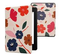 kwmobile Case for Kindle Paperwhite 11 Gen 2021 - PU Cover with Magnet - Dark Pink/Dark Blue/Cream Flowers