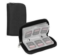 kwmobile Case for Micro SD/SD/SDHC - Memory Card Case with 22 Compartments - Vegan Leather and Plastic - Black