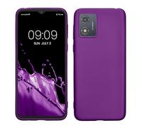 kwmobile Case for Motorola Moto E13 Case - Soft Slim Metallic TPU Silicone Cover - Metallic Violet
