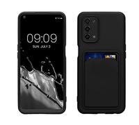 kwmobile Case for Oppo A74 (5G) / A54 (5G) Case with Card Holder - Soft Cover - Shockproof TPU Material - Wireless Charging - Black Matte