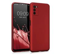 kwmobile Case for Samsung Galaxy A03s Case - Soft Slim Metallic TPU Silicone Cover - Metallic Dark Red