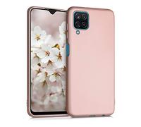 kwmobile Case for Samsung Galaxy A12 Case - Soft Slim Metallic TPU Silicone Cover - Metallic Rose Gold