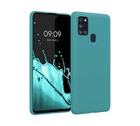 kwmobile Case for Samsung Galaxy A21s Case - Soft Cover - Shockproof TPU Material - Wireless Charging - Teal Matte